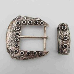 Gürtelschnalle gold mit schwarzen Steinen 4 cm breit altgold