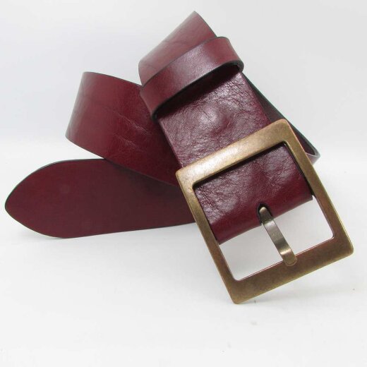 Ledergürtel mit altgoldener eckigen Gürtelschließe 4,5 cm breit