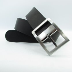 Herrengürtel 4 cm breit mit Quadratischer silberfarbener Gürtelschließe schwarz 95 cm Taillenweite