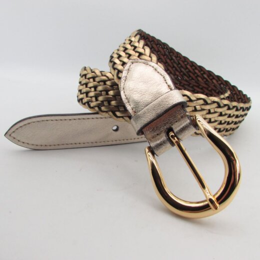 Goldener Flechtgürtel 3 cm breit mit Goldschließe