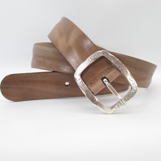 Jeansgürtel  mit silberfarbener punzierter  Gürtelschnalle 3,5  cm breit bordo 80 cm Taillenweite