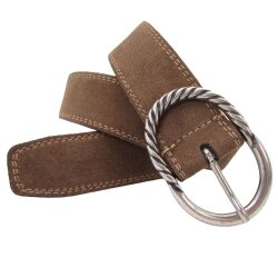 Velourleder  Damengürtel 4 cm breit mit altsilberner...