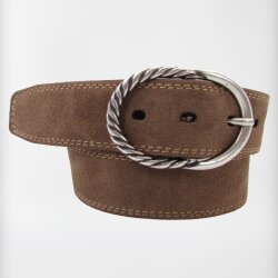 Velourleder  Damengürtel 4 cm breit mit altsilberner ovaler Gürtelschließe 90 cm Taillenweite