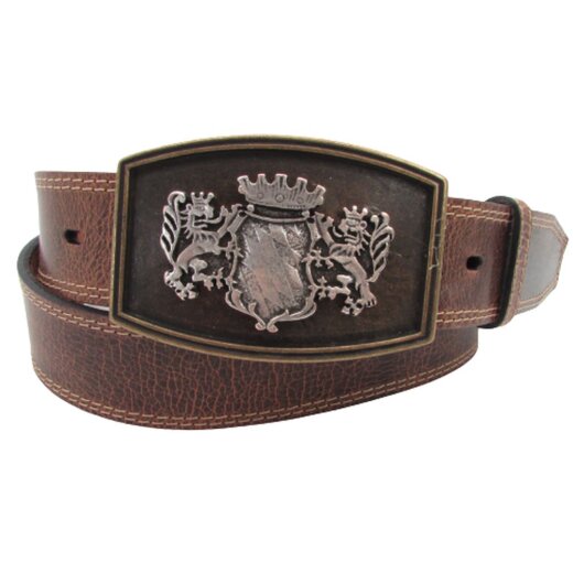 Trachtengürtel mit Wappen 4 cm breit, altgoldener Gürtelschließe 90
