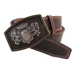 Trachtengürtel mit Wappen 4 cm breit, altgoldener Gürtelschließe 90