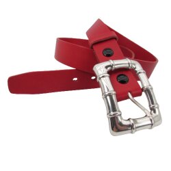 Silberne längliche Gürtelschnalle in Bambusform für 3 cm breite Gürtel
