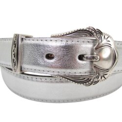 Damengürtel 3 cm breit mit dreiteiliger silber Gürtelschnalle 100