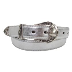 Damengürtel 3 cm breit mit dreiteiliger silber Gürtelschnalle 100
