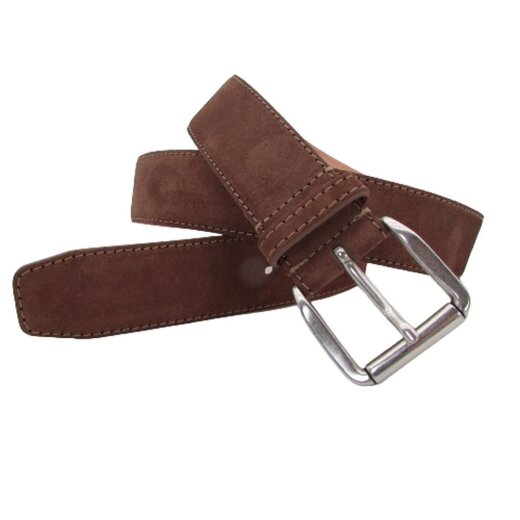 Velourleder Herrengürtel mit Silberschnalle 4 cm breit