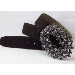 Dunkelbrauner Damengürtel ein Nubukledergürtel 4 cm breit 90 Koppelschließe