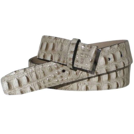 Beigebrauner Krokowechselgürtel mit Druckknöpfen 4 cm breit Dornschließe 90 cm Taillenweite