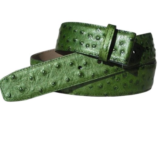 Grüner Druckknopfwechselgürtel Strauss 4 cm breit Dornschließe 105 cm Taillenweite