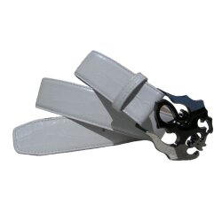Weißer Wechselgürtel in Krokoprägung 4 cm breit Dornschließe 95