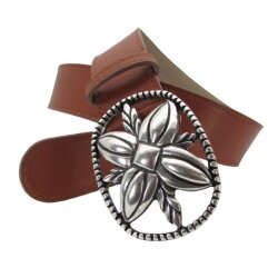 Cognac Damen Jeansgürtel mit Silberschnalle...