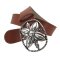 Cognac Damen Jeansgürtel mit Silberschnalle Blüte 100