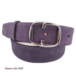 Lila Velourlederwechselgürtel 4 cm breit Koppelschließe 95 cm