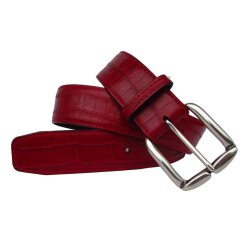 Wechselgürtel rot mit Krokoprägung 4 cm breit Koppelschließe 105 cm Taillenweite