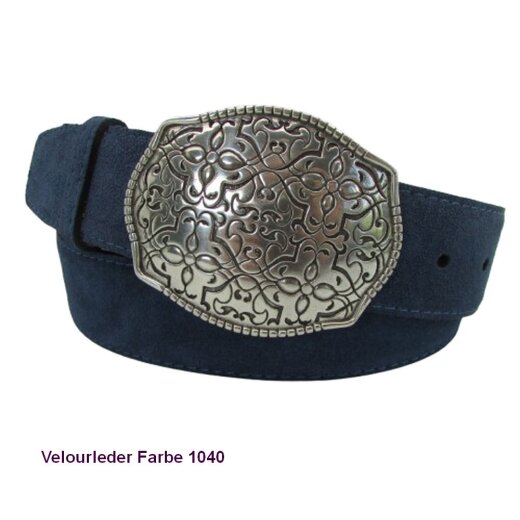 Damengürtel mit ovalerr silberner Gürtelschließe 4 cm breit