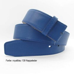 Royalblauer Wechselgürtel 4 cm breit Dornschließe Nappaleder 95 cm