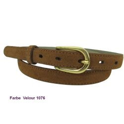 Cognacfarbener  Velourleder Wechselgürtel  2 cm breit