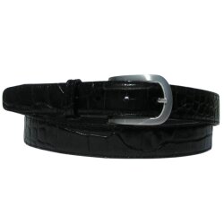 Schwarzer Wechselgürtel für Damen und Herren Kroko 3 cm breit Koppelschließe 100