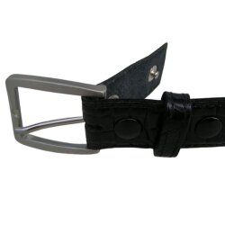 Schwarzer Wechselgürtel für Damen und Herren Kroko 3 cm breit Koppelschließe 100