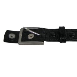 Schwarzer Wechselgürtel für Damen und Herren Kroko 3 cm breit Koppelschließe 100