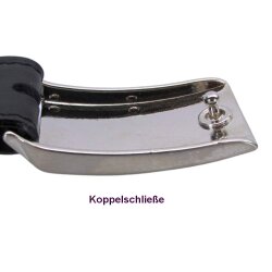 Schwarzer Wechselgürtel für Damen und Herren Kroko 3 cm breit Koppelschließe 100