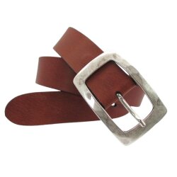 Ledergürtel mit Altsilberschnalle  4 cm breit marine...