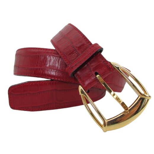 Lederdamengürtel Krokoleder rot 4 cm breit