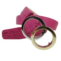 Damengürtel 3,5 cm breit mit runden Ringen bicolor 80 cm