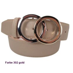 Damengürtel 3,5 cm breit mit runden Ringen bicolor 80 cm